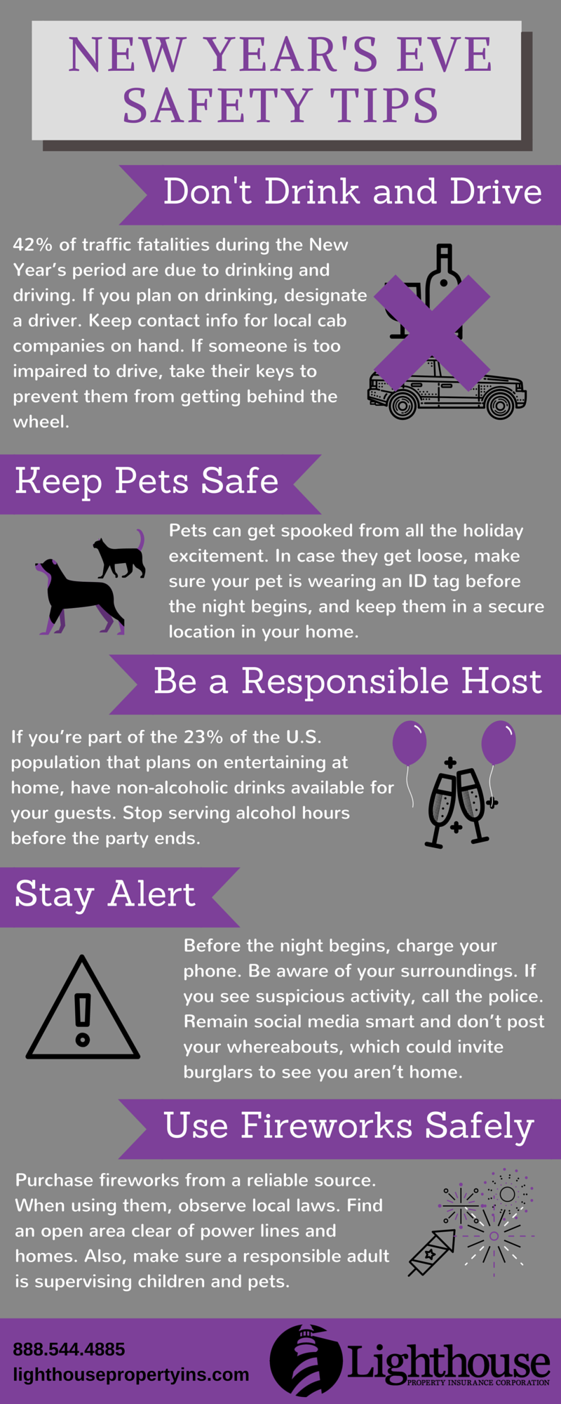 Stay safe while bringing in 2016 with these tips from Lighthouse Property Insurance Corporation.